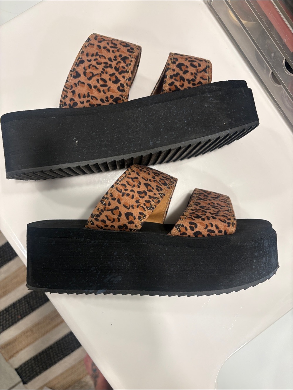 Women's Leopard Print Double-Strap Slide Sandals - Brown - Picture 4 of 4